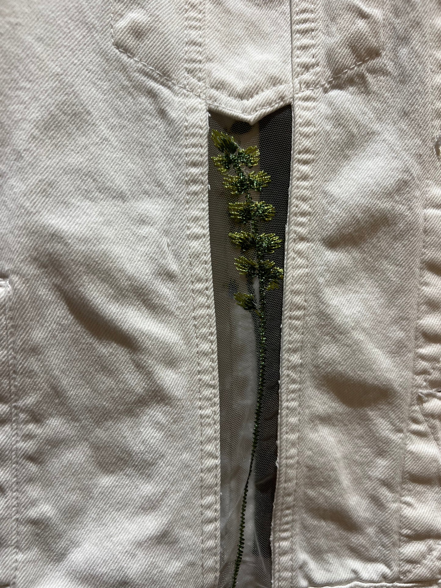 Upcycled White Denim Laced Jacket