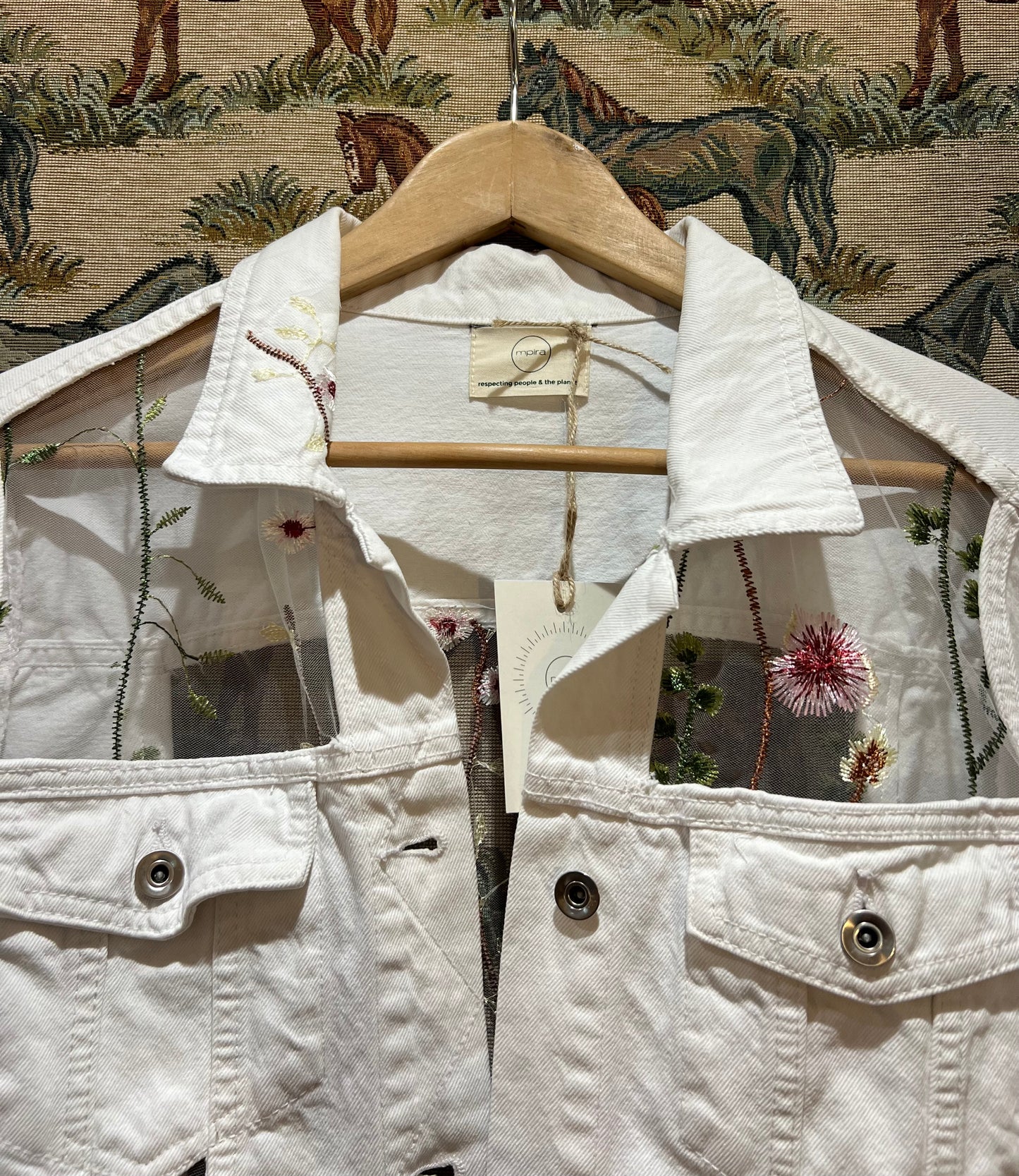 Upcycled White Denim Laced Jacket