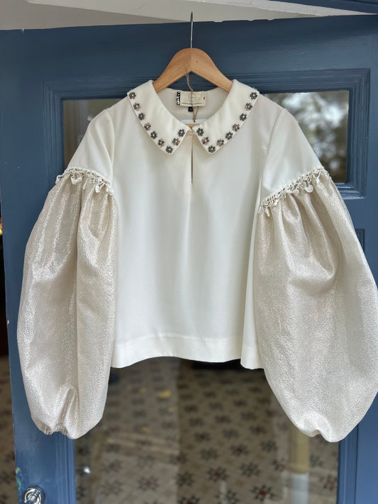 Upcycled Balloon sleeve blouse