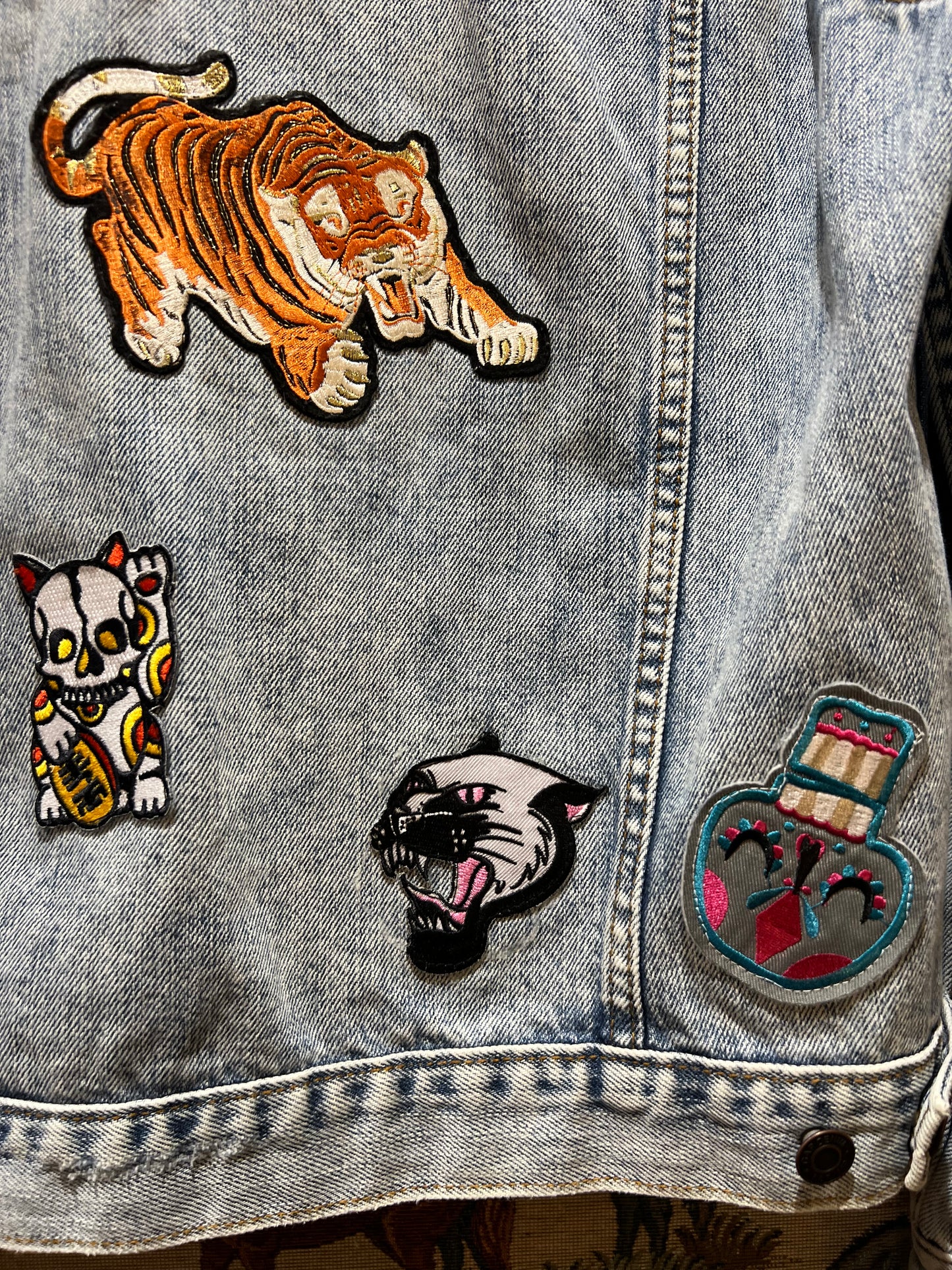 Upcycled Denim Jacket With Badges