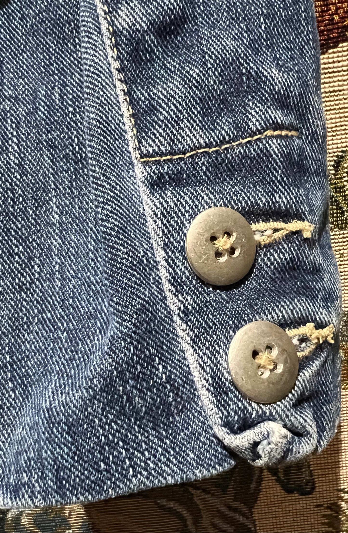Upcycled Denim Blazer With Vintage Trims