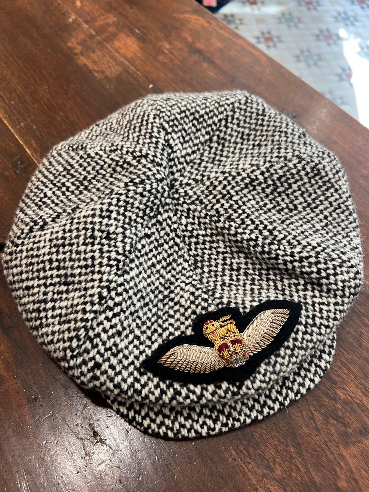 Vintage Upcycled Cap With Military Badge