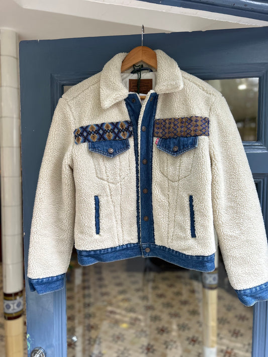 Upcycled Faux Shearling Levi Denim Jacket