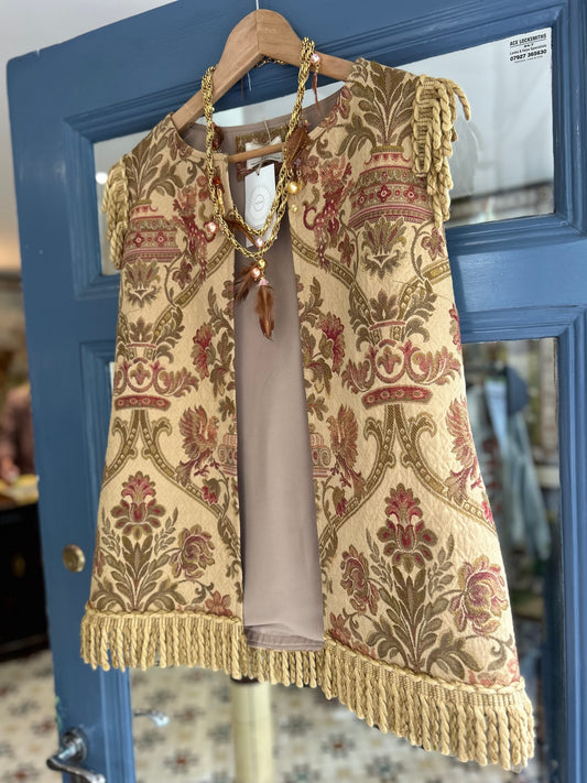 Upcycled Tapestry fringe waistcoat Jacket