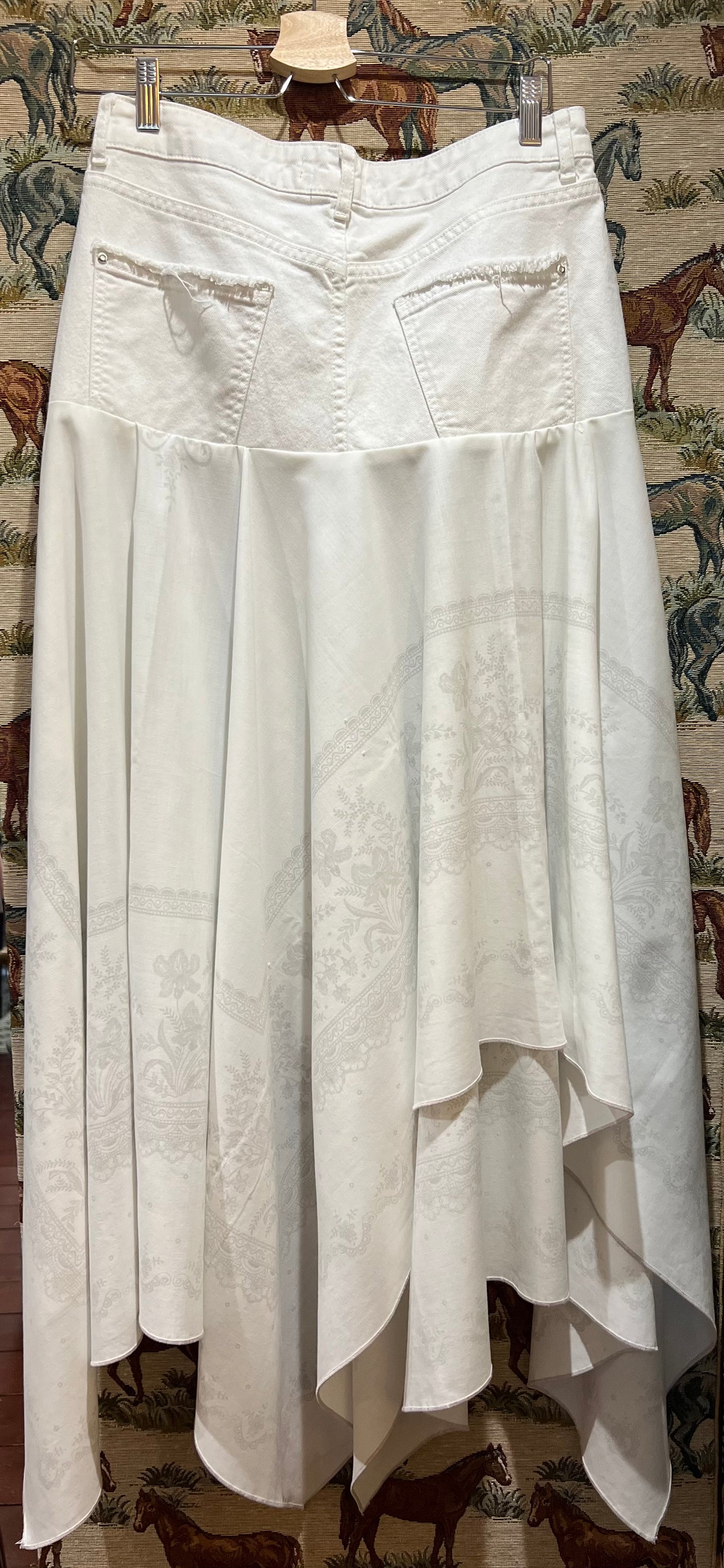 Upcycled Denim + Scarf Skirt