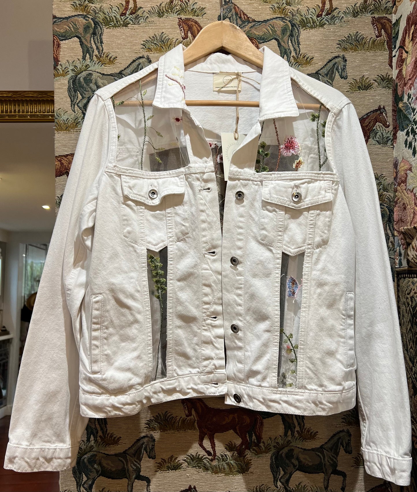 Upcycled White Denim Laced Jacket