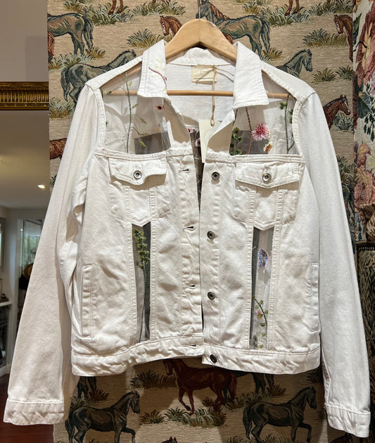 Upcycled White Denim Laced Jacket