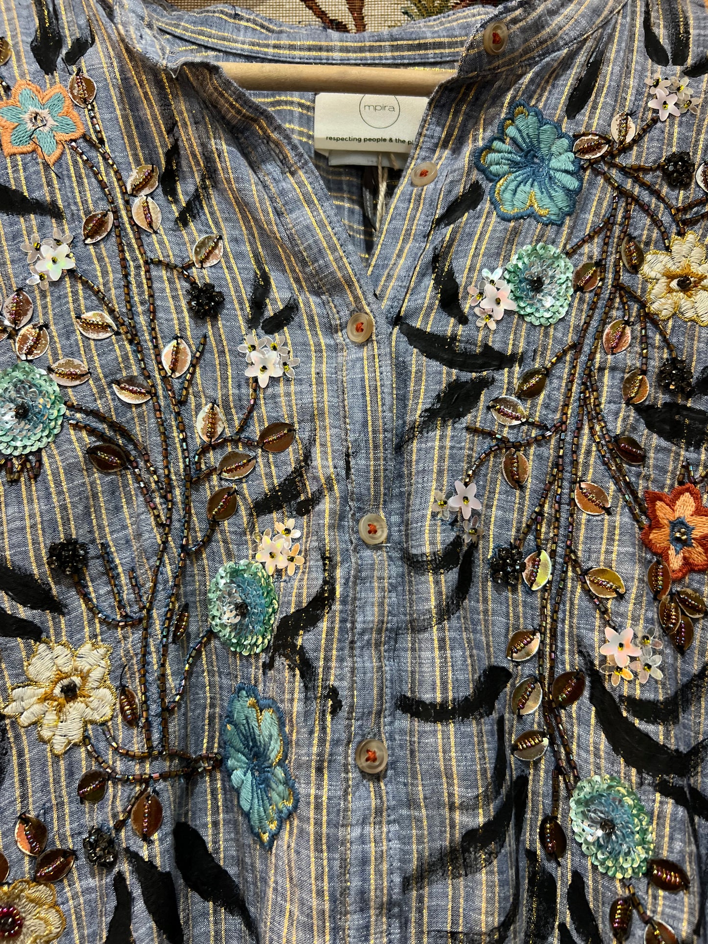 Upcycled Cotton Lure Embroidered Shirt