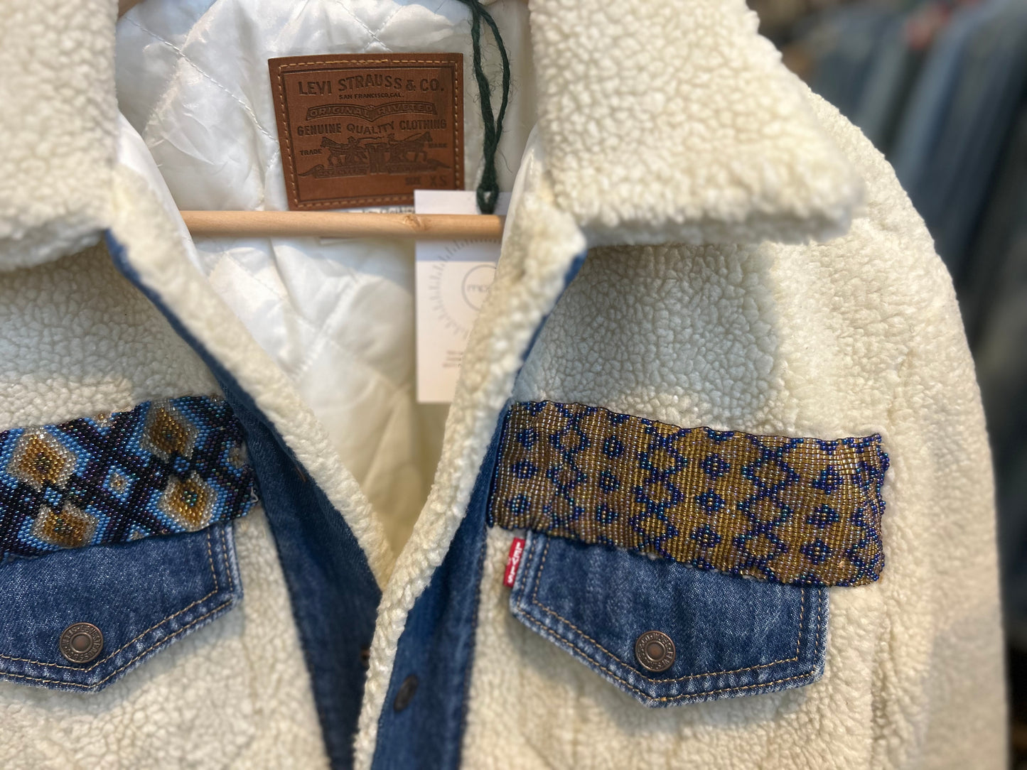 Fur Fleece Upcycled Levi Denim Jacket