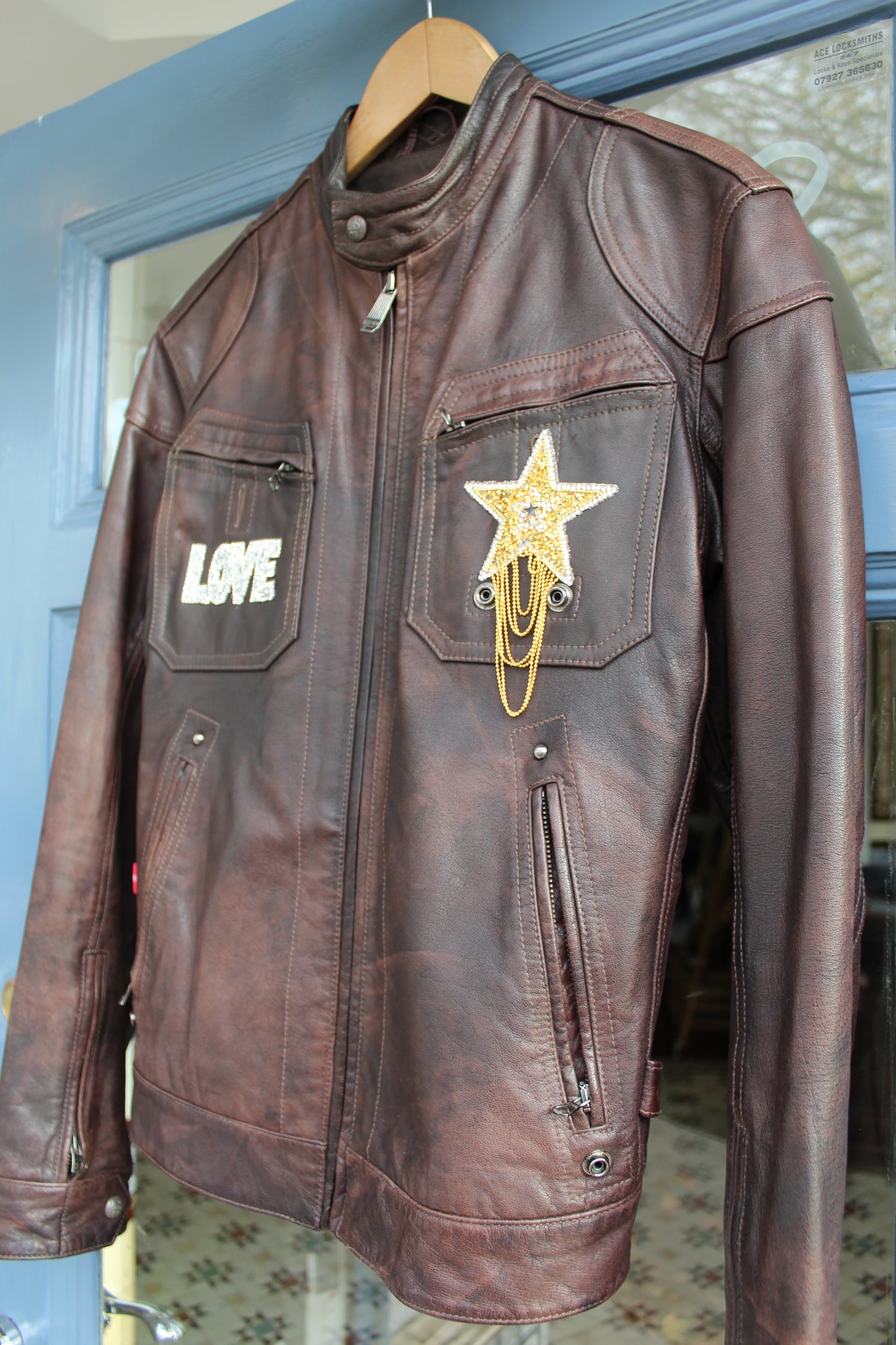 100% Leather vintage Upcycled  Levi Casual Jacket