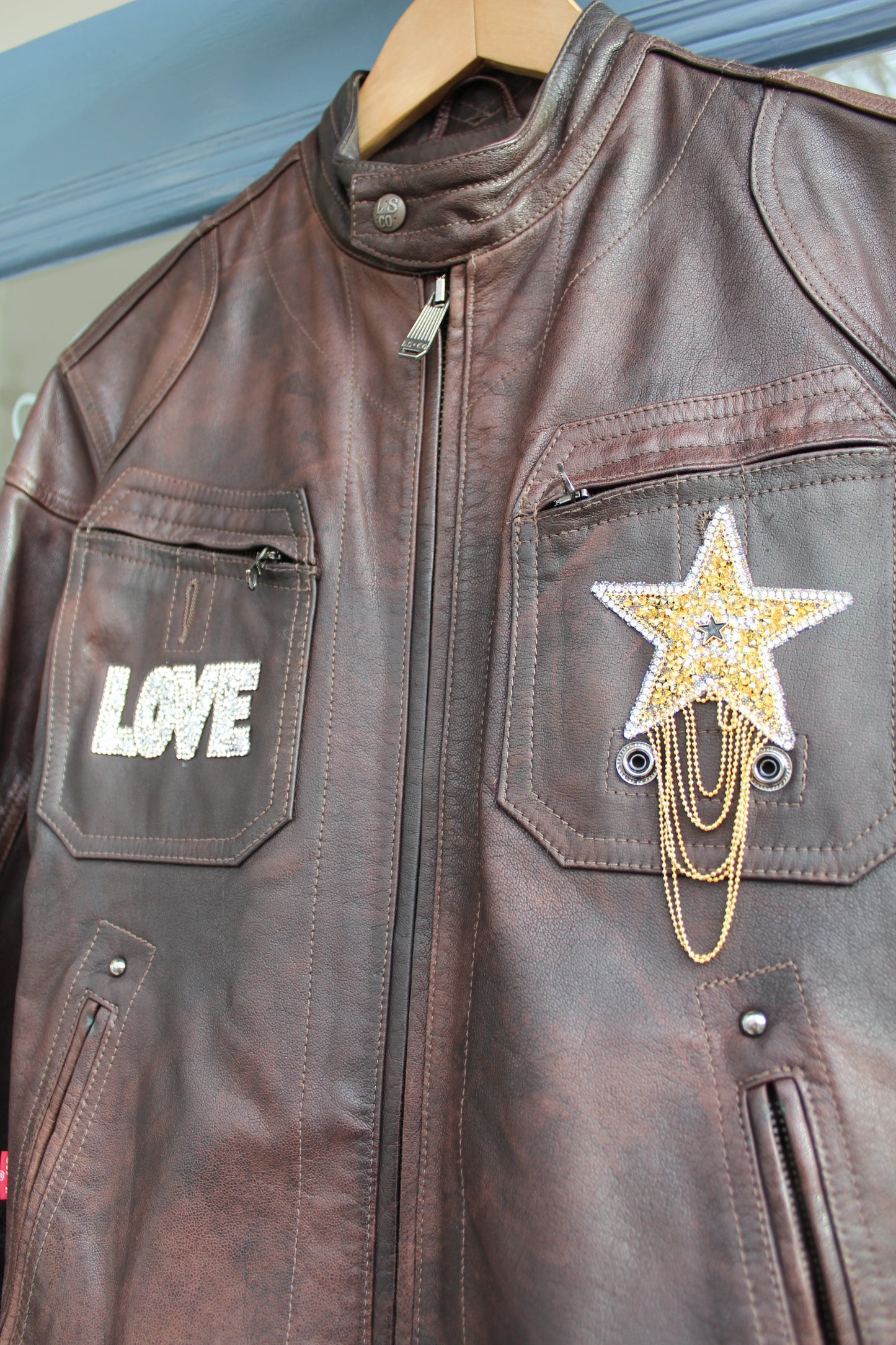 100% Leather vintage Upcycled  Levi Casual Jacket