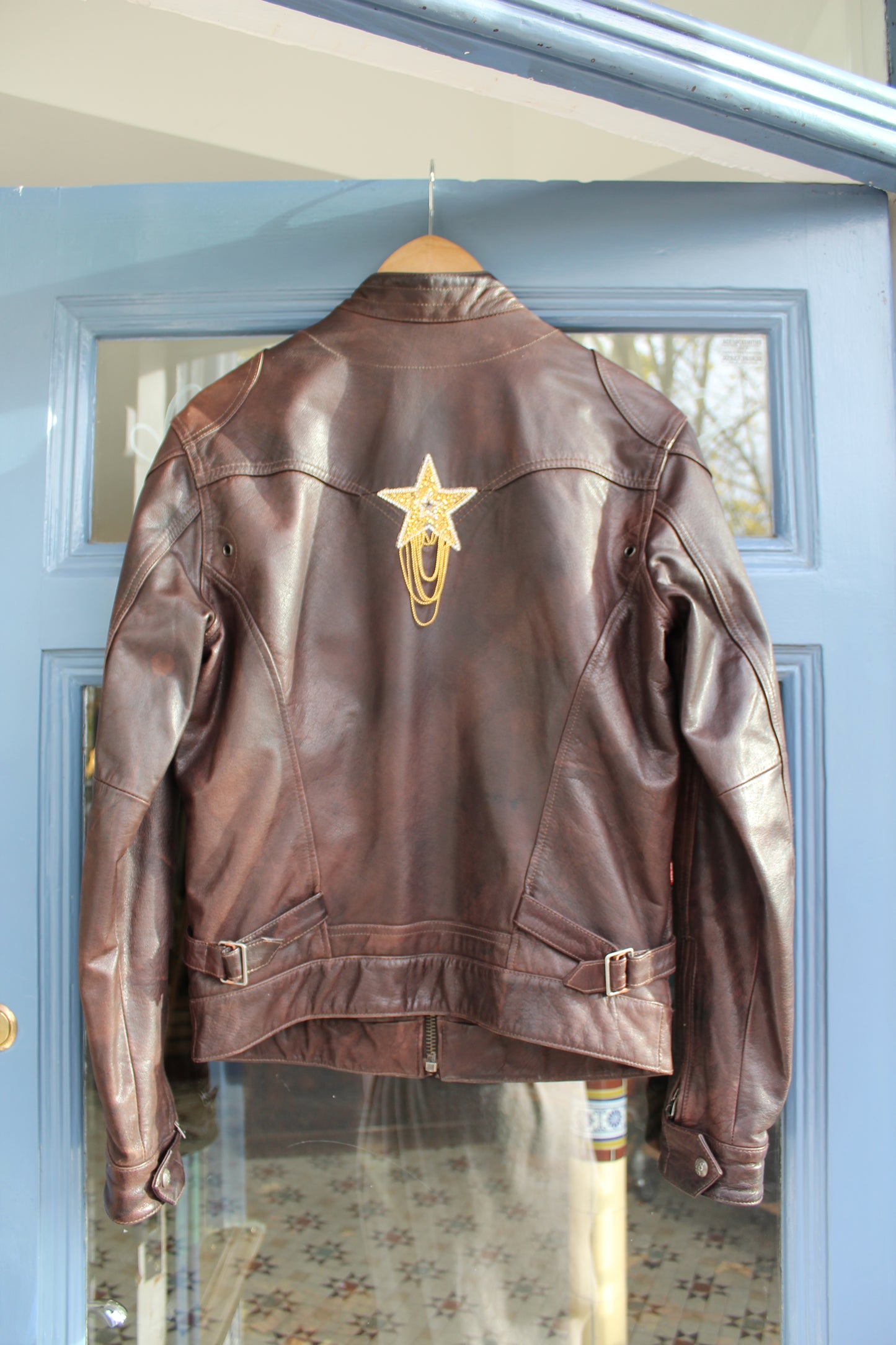 100% Leather vintage Upcycled  Levi Casual Jacket