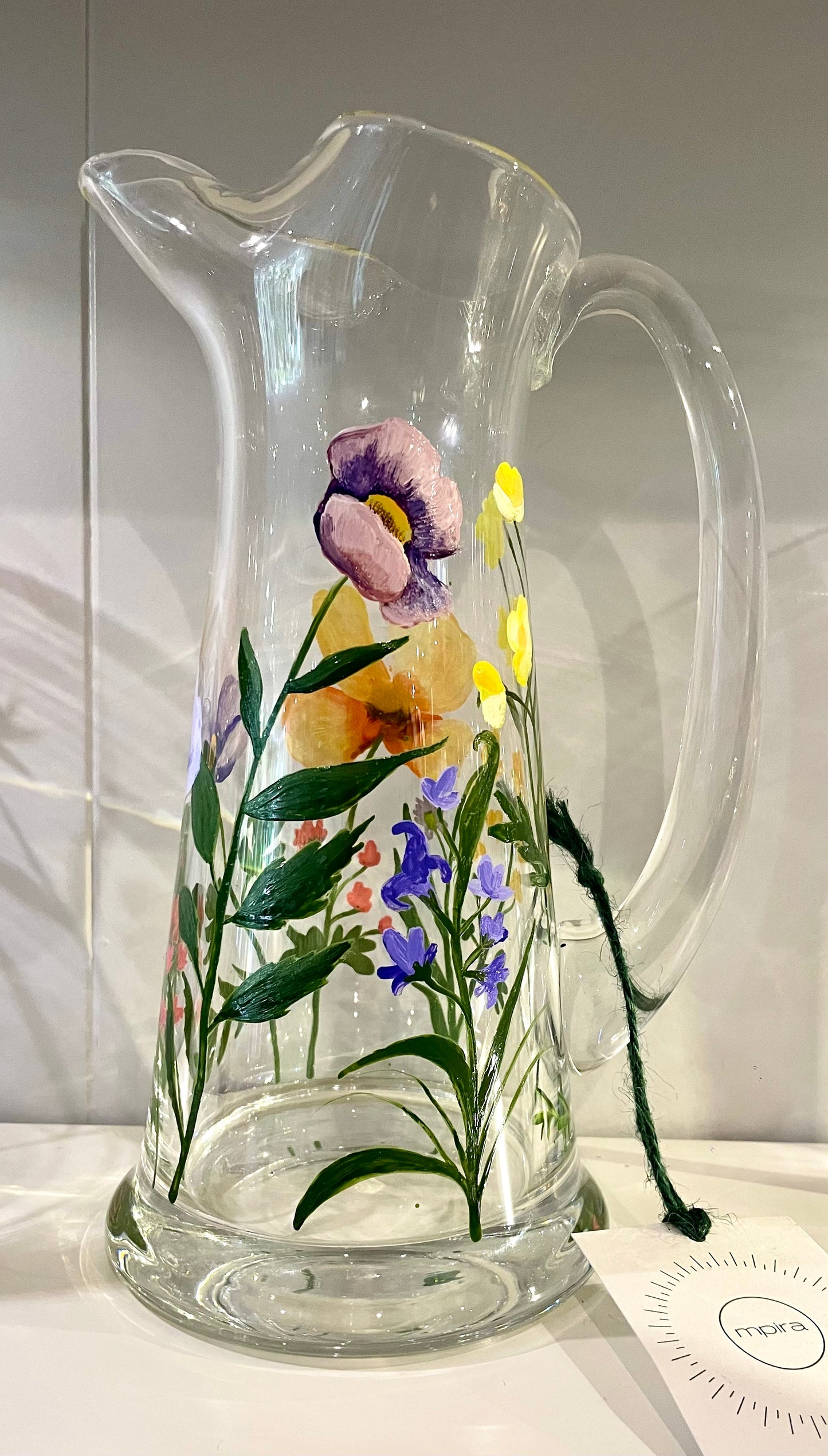 SOLD Hand Painted Glass Jug