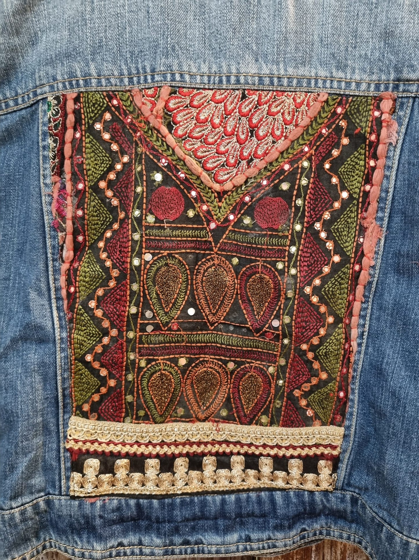 Luxe Denim Jacket  Embroidered and Beading Details