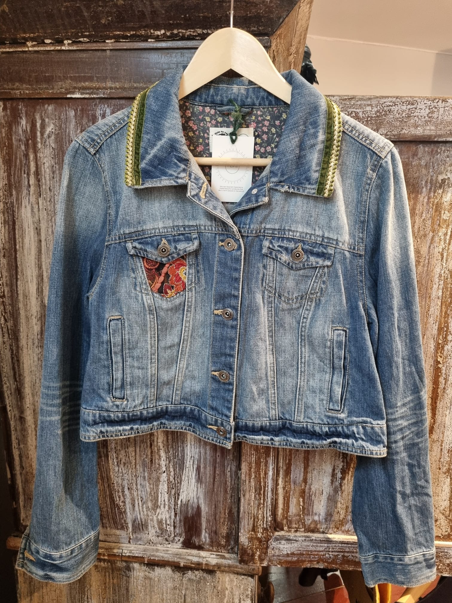 Denim jacket with 2024 puff shoulders zara